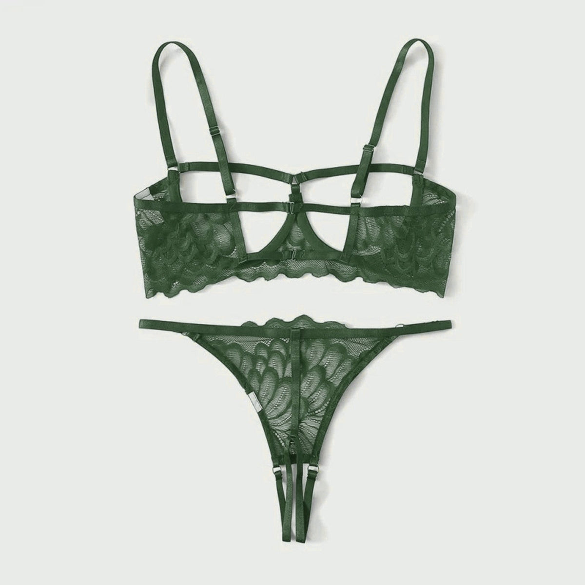 2-Piece Peek-a-boo Bra and Crotchless G-String Set - S/M/L/XL-3