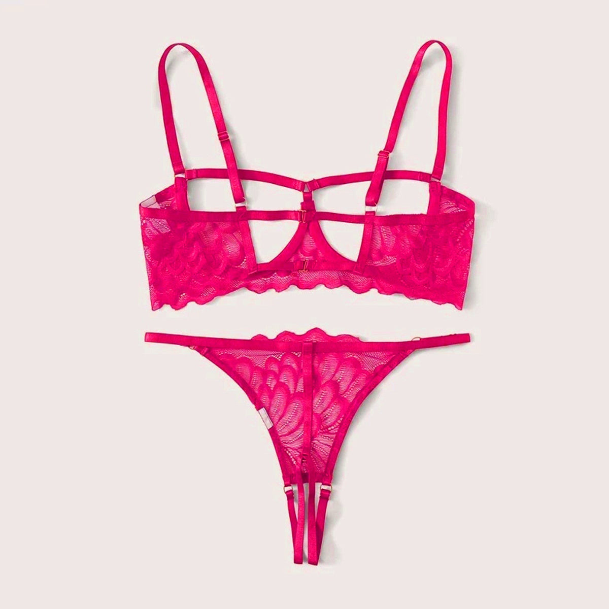 2-Piece Peek-a-boo Bra and Crotchless G-String Set - S/M/L/XL-5