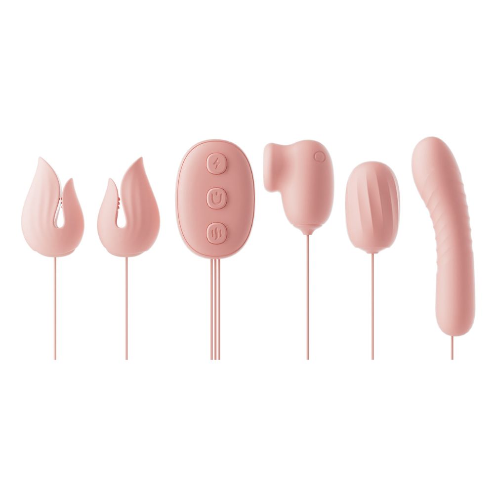 Jiuuy Electro Shock Vibrating Nipple Clamps with Clit Sucker, Bullet & G-Spot Vibrator-0